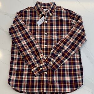 NWT GapKids Plaid Button-Down Shirt - Navy, Burgundy & Yellow Size M